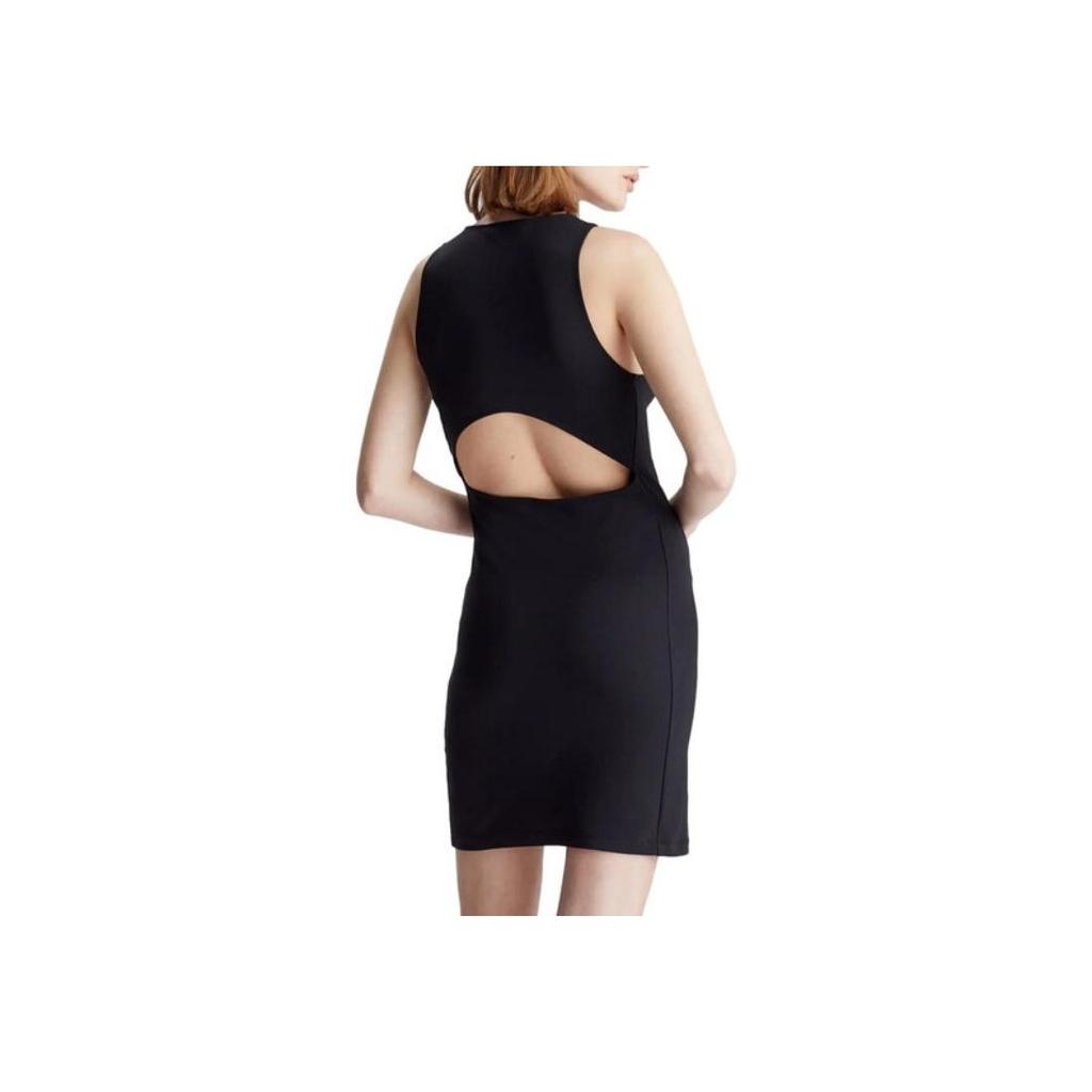 Calvin Klein Solid Color Round Neck Short Logo Sleeveless Dress Women Dresses Black J20J223067-BEH