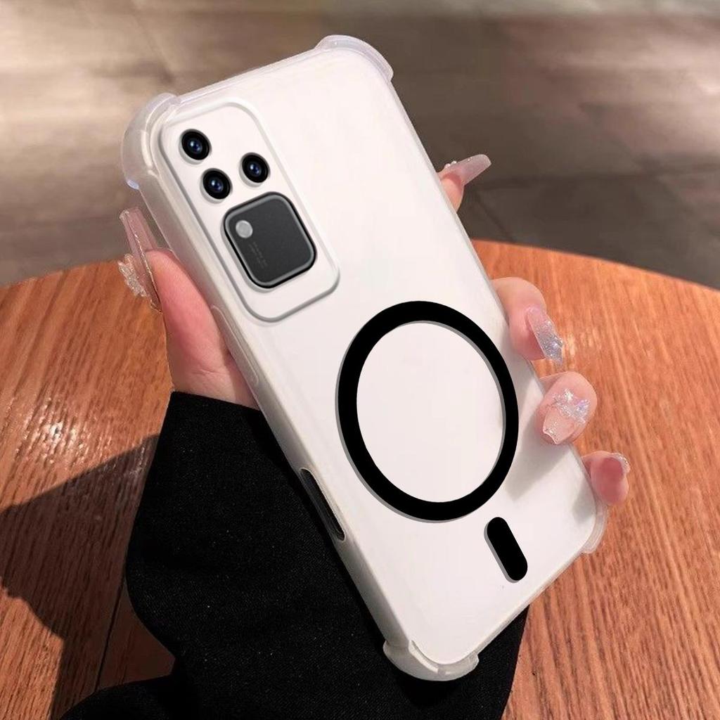 DIY Magnetic Ring Jelly Case for Vivo V30 Pro Anti-Drop 4-Corner Airbag Protection
