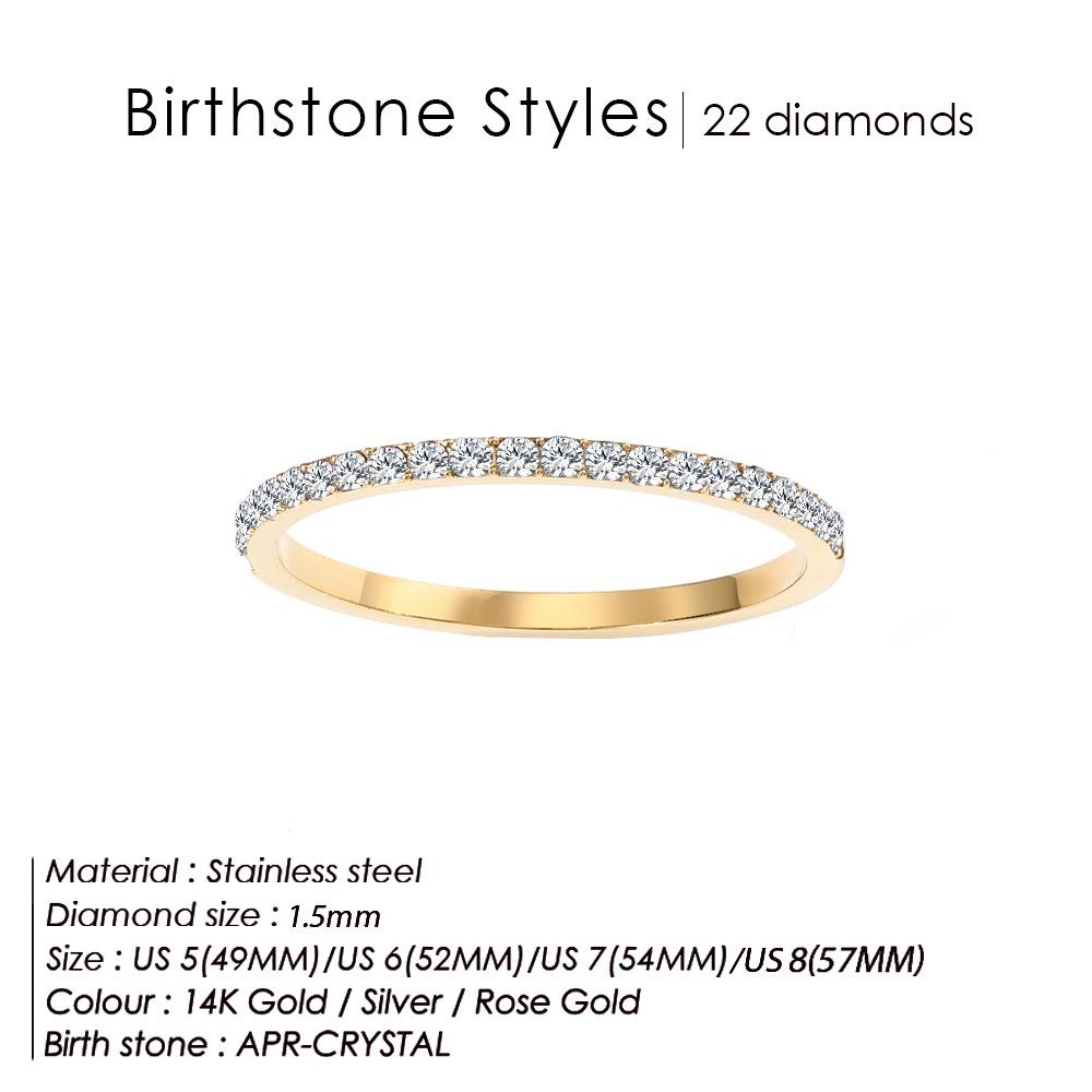 eManco European Zircon Ring: Titanium Steel Women's December Birthstone Rhinestone Finger Ring