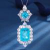 Jewelry Copper Bottom Gold-Plated Simulation Paraiba Retro Set Pendant 13 * 18 Ring 15 * 20