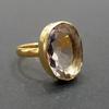 Crystal Clear Quartz 925 Sterling Silver Yellow Gold Overlay Handmade Ring Jewelry