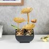 Yousheng Gold Tabletop Water Fountain 3-Tier Waterfall Fountain with Light Indoor Lotus Desktop Small Fountain with Rocks for Zen Home Office Bedroom