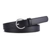 Luxury PU Leather Women's Round Buckle Thin Waist Belt - Solid Color for Jeans & Outerwear
