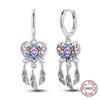 New 925 Silver Chameleon Unicorn Cute Stud Earrings Zircon Blue Eyes Flower Small Earrings For Women Girls Lovely Jewelry Gift