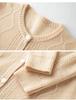 Pure Cashmere Women's V-Neck Cardigan with Elegant Hollow Diamond Pattern for Autumn/Winter