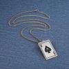 Cool Men Spade Poker Card Necklace Stainless Steel Card Pendant Necklace Multifuntional Chain Necklaces for Daily Party