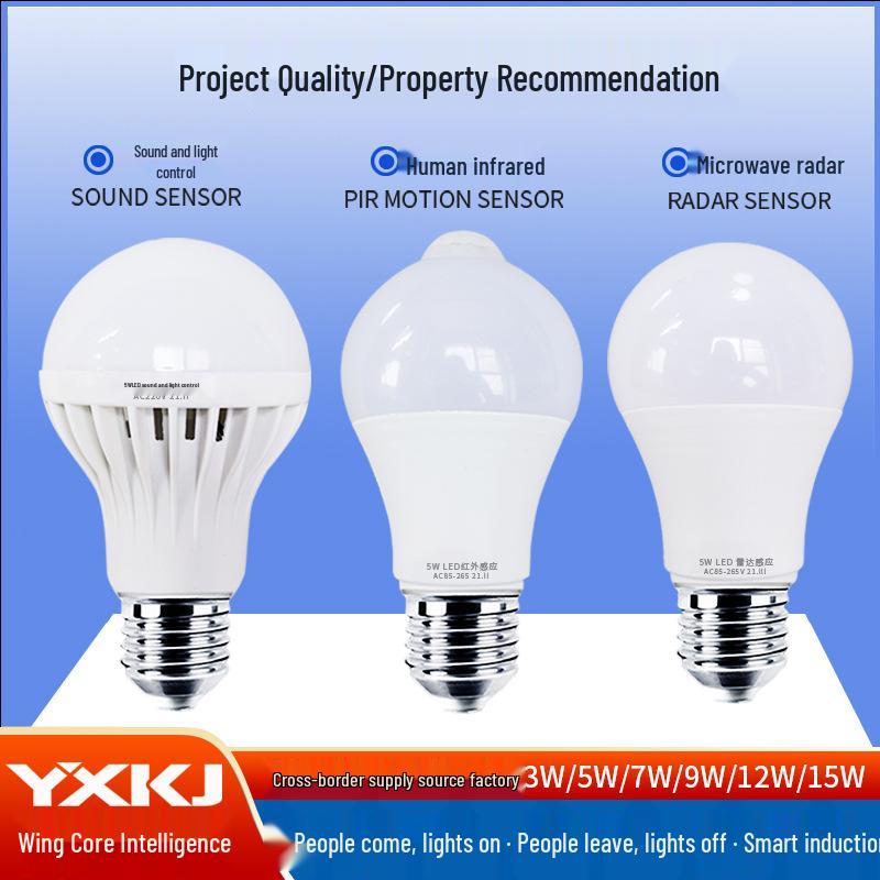 Infrared Motion Sensor Light Bulb with Sound and Light Control