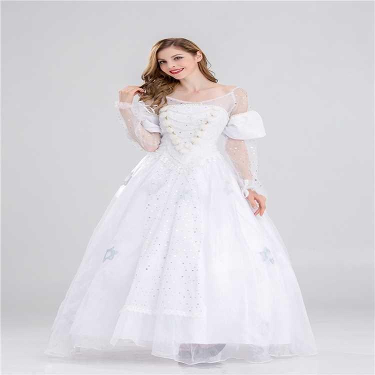 Elegant White Queen Princess Costume For Women With Fantasy Theme And Cosplay Design