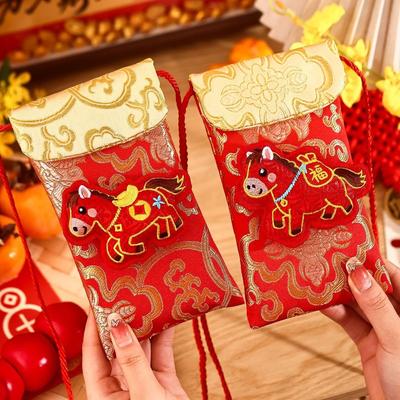 Chinese Style Cloth Red Envelope Cartoon Traditional Good Lucky Money Bag Best Wishes 2026 Year of The Horse Red Pocket