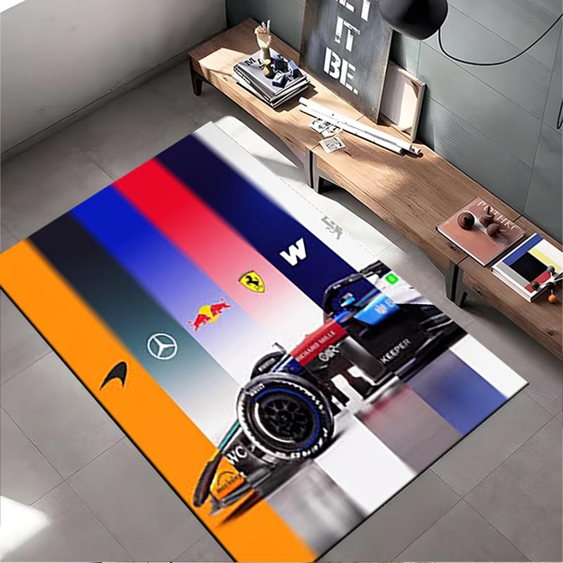 Sports Area Rug, F1 Teams Grid McLaren Mercedes Red Bull Ferrari Williams Poster, Fan Cave Decor, Non-Slip Mat