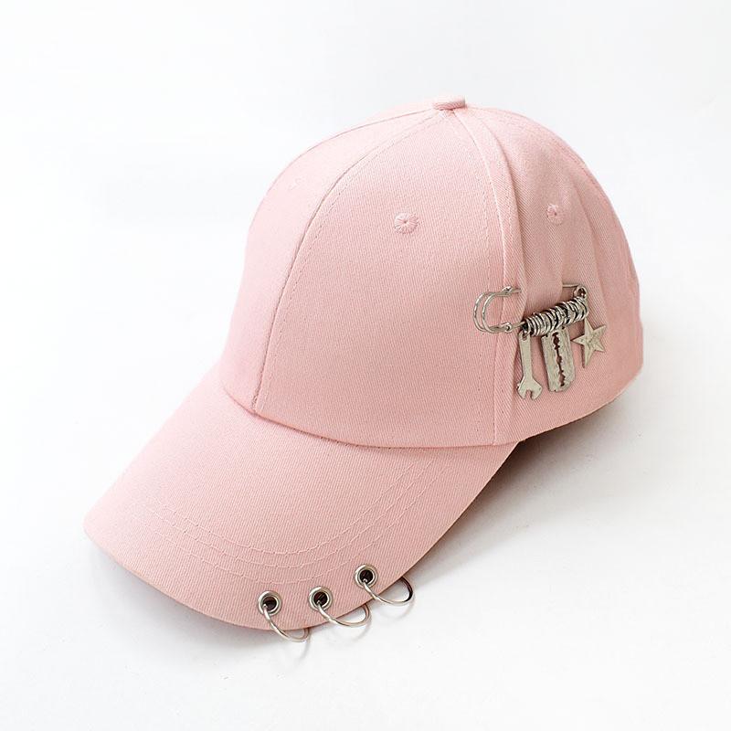 Streetwear Cool Cowhorn Baseball Cap With Metal Ring Embellishments For Urban Style