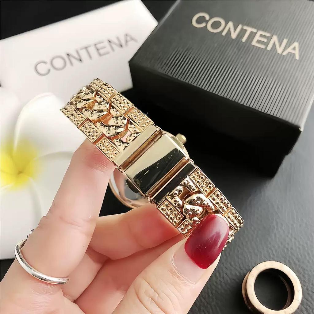 CONTENA Brand Fashion Dress Watch Ladies Luxury Rhinestone Quartz Watch Women Gold Watch
