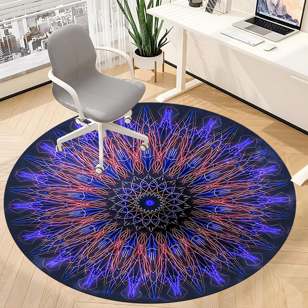 1pc Abstract Mandala Design Chair Carpet for Office Non-Slip Mat for Office - Decorative Floor Mat yy251030269
