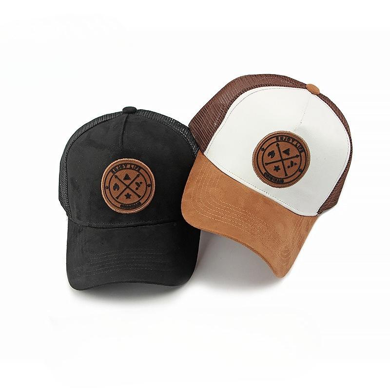 Unisex Suede Mesh Trucker Hat Breathable Baseball Cap for Men Women Outdoor Sun Protection Structured Peaked Cap Korean Casual Sports Hat