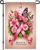 IVN Oral Garden Ag Pink Ribbon With Roses Lilies Butteries And Believe Text For Breast Cancer Awareness 12x18 Inch Dou GGX