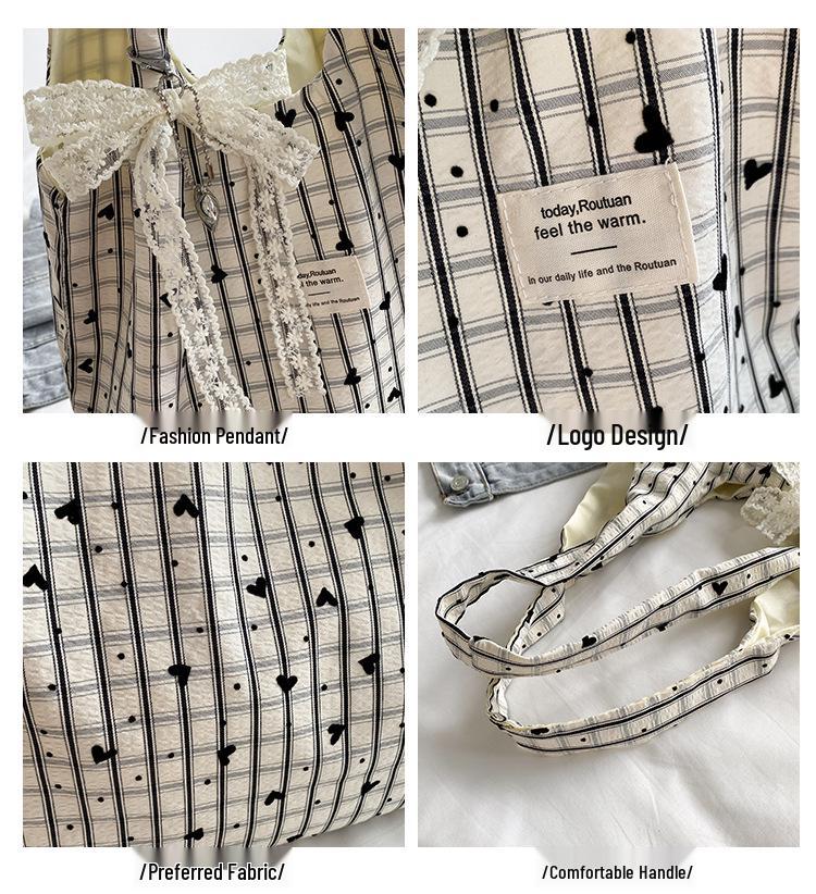 2025 New Autumn Plaid Canvas Tote - Casual High-Value Commuting Shoulder Bag