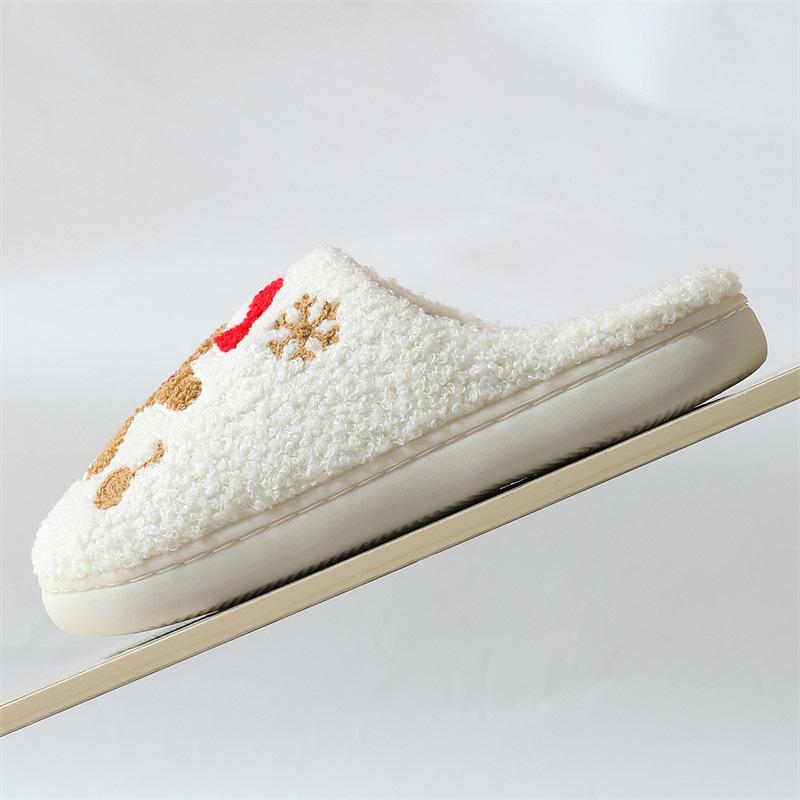 Women's Non-Slip Snowflake Gingerbread Cotton Slippers for Indoors