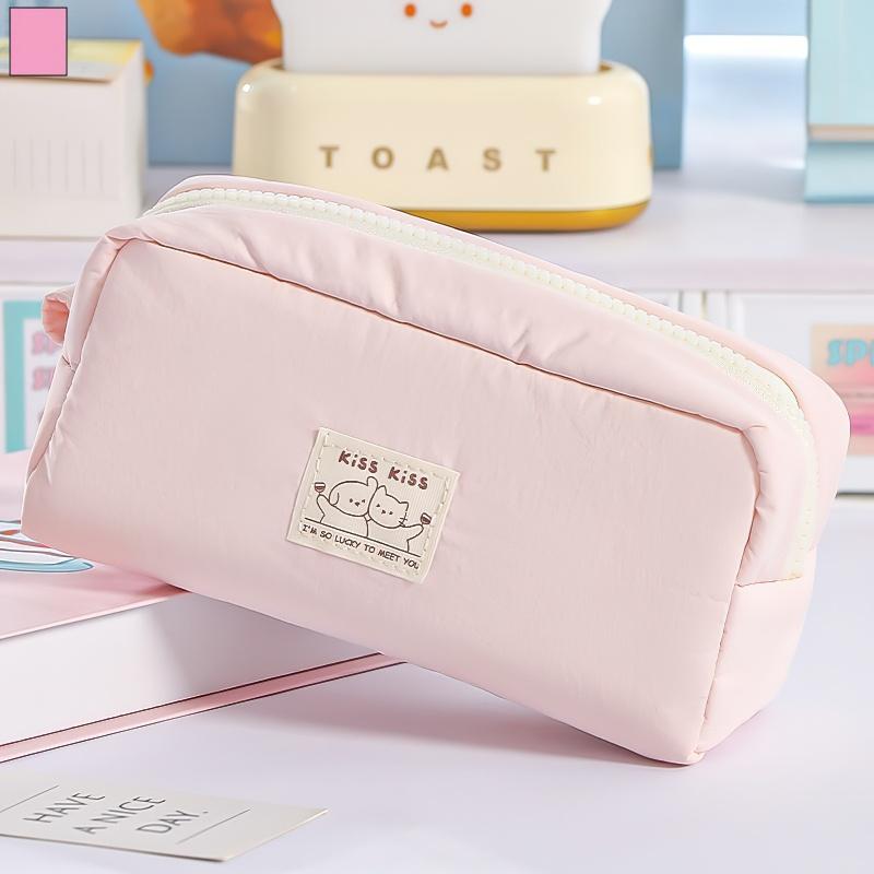 1 pz Astuccio Matite Kiss Cream Borsa Porta Penne Simpatico Cartone Animato Cane & Gatto Design Semplice Grande Capacità Pochette Portaoggetti Stile Giapponese