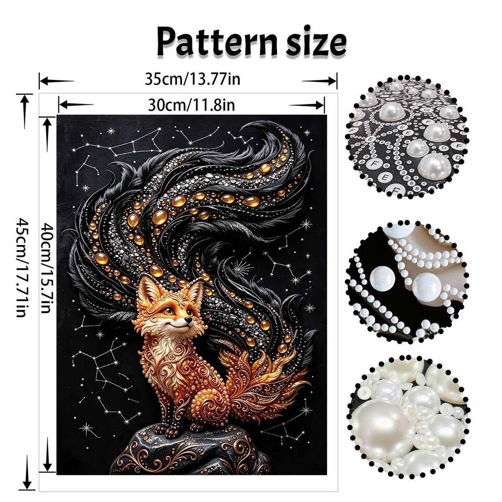 Pearl Painting Set 5D Pearl Mosaic Art Style Mystical Fox Galaxy Constellation Home Wall Decoration.