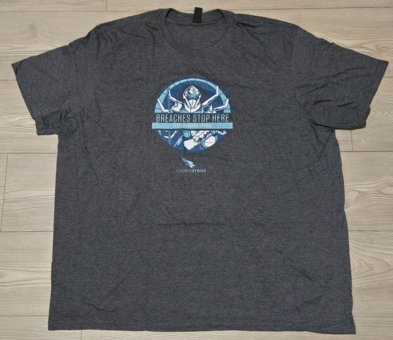 Crowdstrike Shirt Mens Size 3XL Gray Wicked Spider Cyber Security Graphic Tee Unisex T-Shirt XXL
