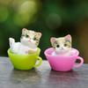 Teacup Mini Cat Pvc Figurines Desktop Decor Collectible Display Toys Gift Kids