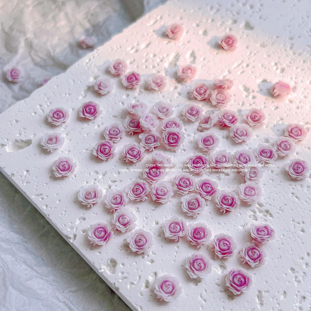 Popular Luminous Camellia and Dried Rose Flower Nail Art Decor