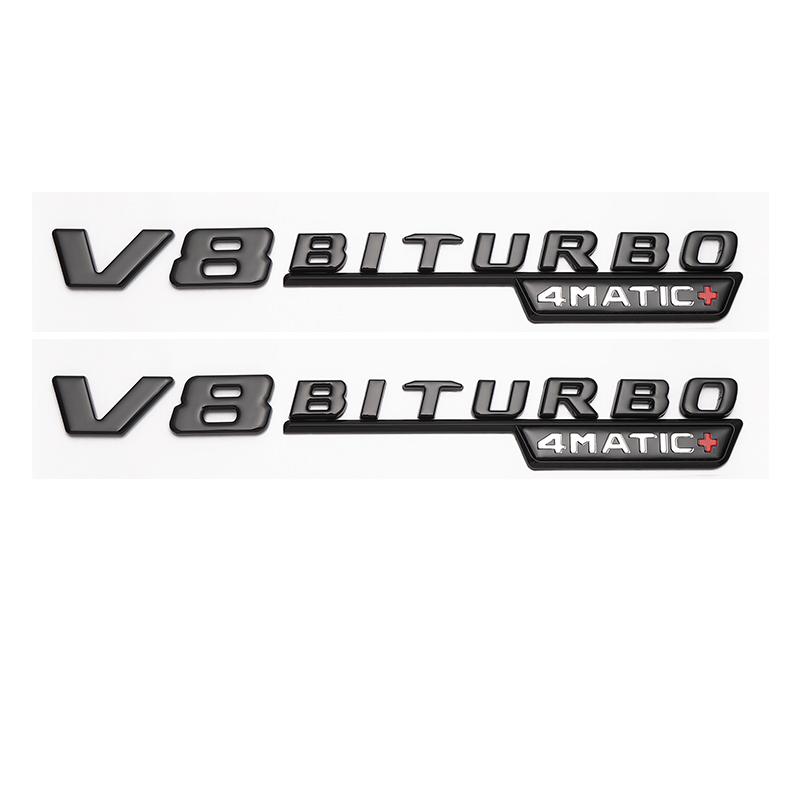 Letter Emblem for Mercedes Benz AMG V12BITURBO V8 BITURBO 4MATIC+ Car Styling Fender Logo Sticker Chrome Black Red