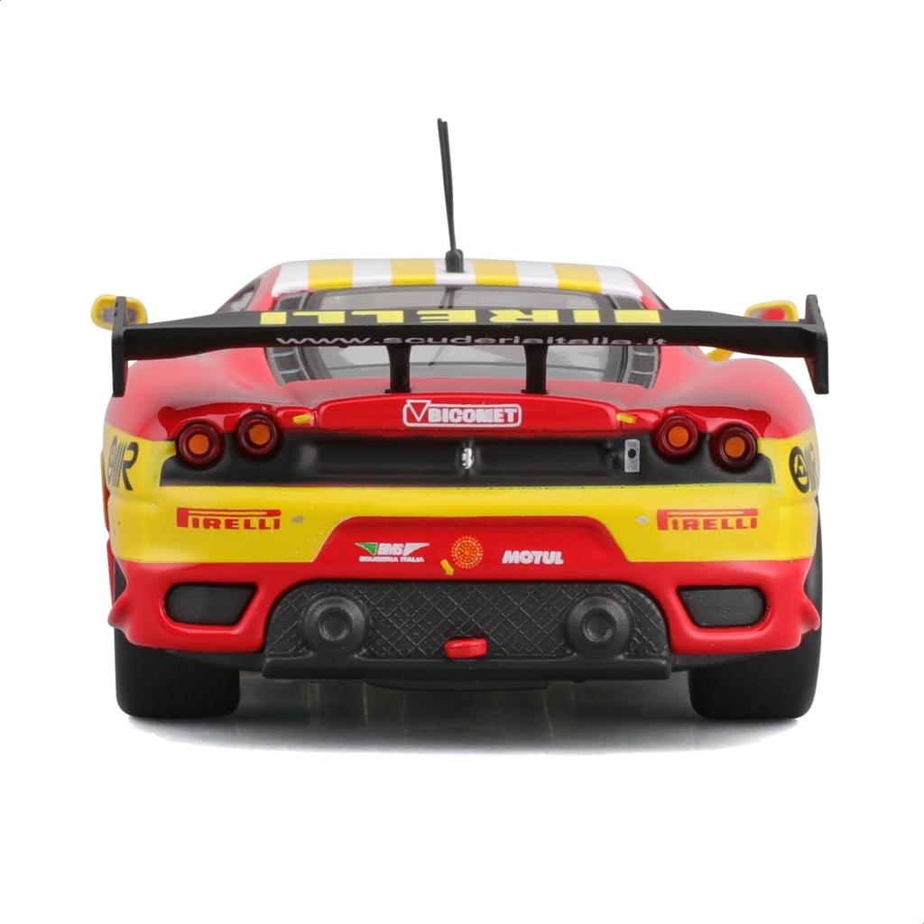 Bburago Scale Ferrari F430 GTC 2008 Race Sports Car Diecast Model Car Finished Product 1/43 #97 Red/Yellow / 18-36303