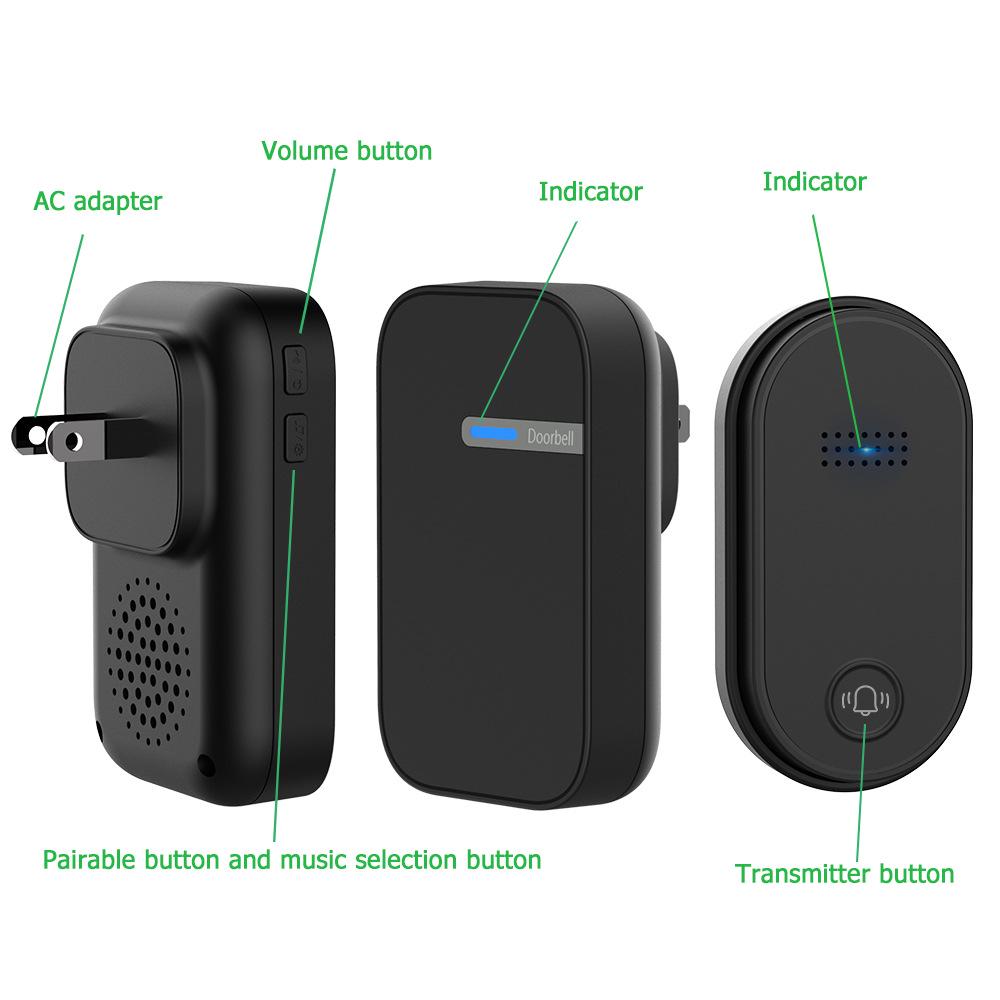 Smart Wireless Self-Powered Doorbell, Long-Range and Waterproof, Ideal for Homes and Elderly Assistance.