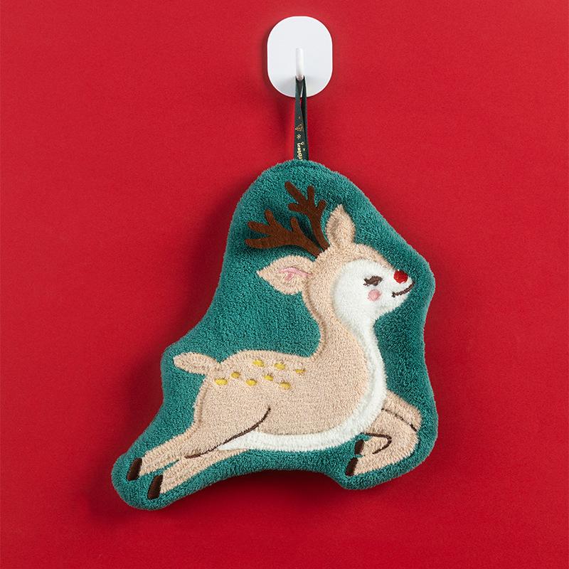 1PC Coral Fleece Children Christmas Creative Small Towel Thickened Hand Towel Multi Element Hanging Cute Embroidery Household