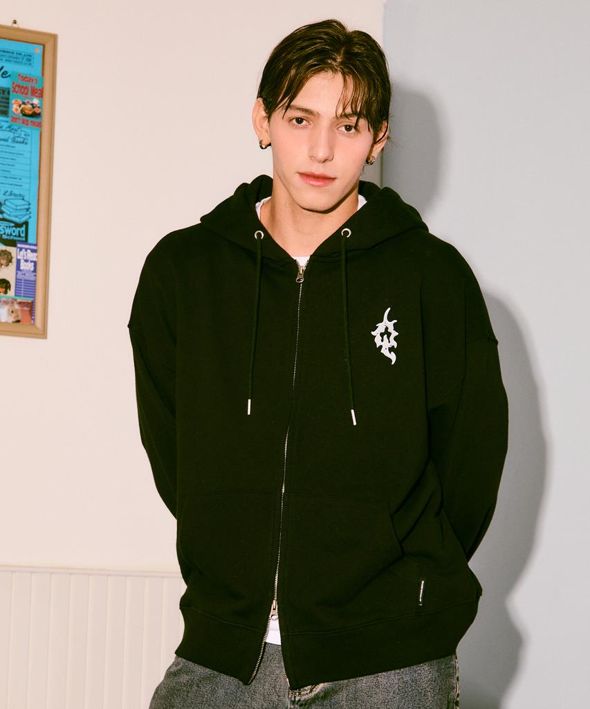 Quton Moire Oversized Zip-Up Hoodie 2 Colors