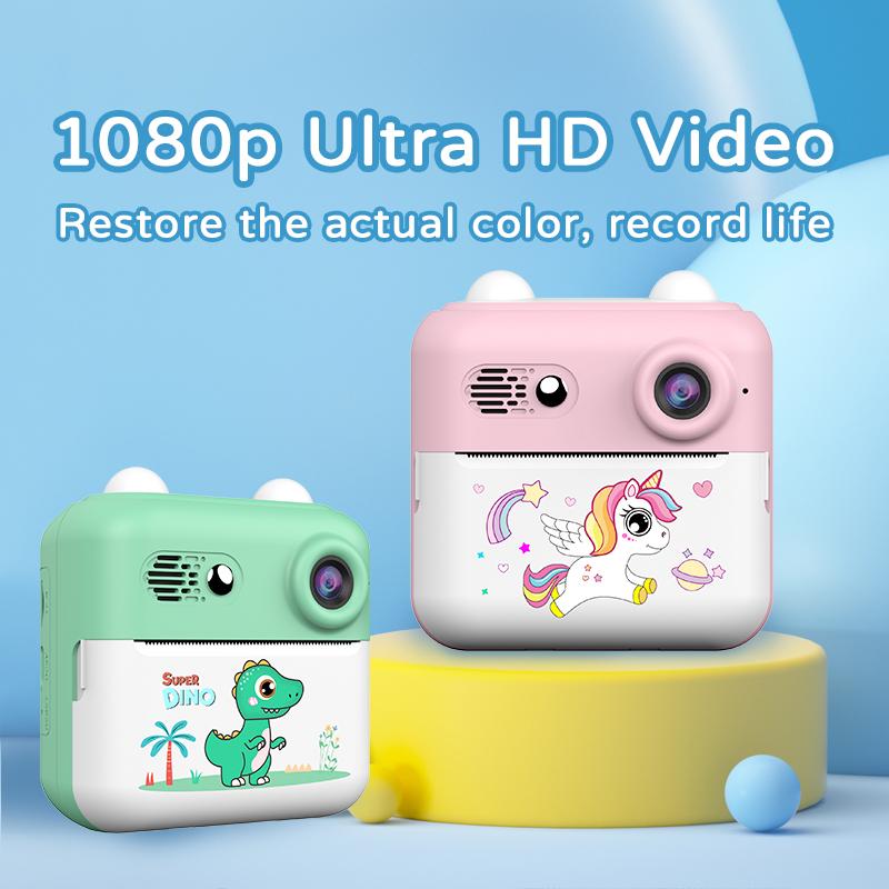Digital Children Camera Photography Instant Print Photo 1080P Unicorn HD Video Recorder Mini Thermal Printer Birthday Gifts
