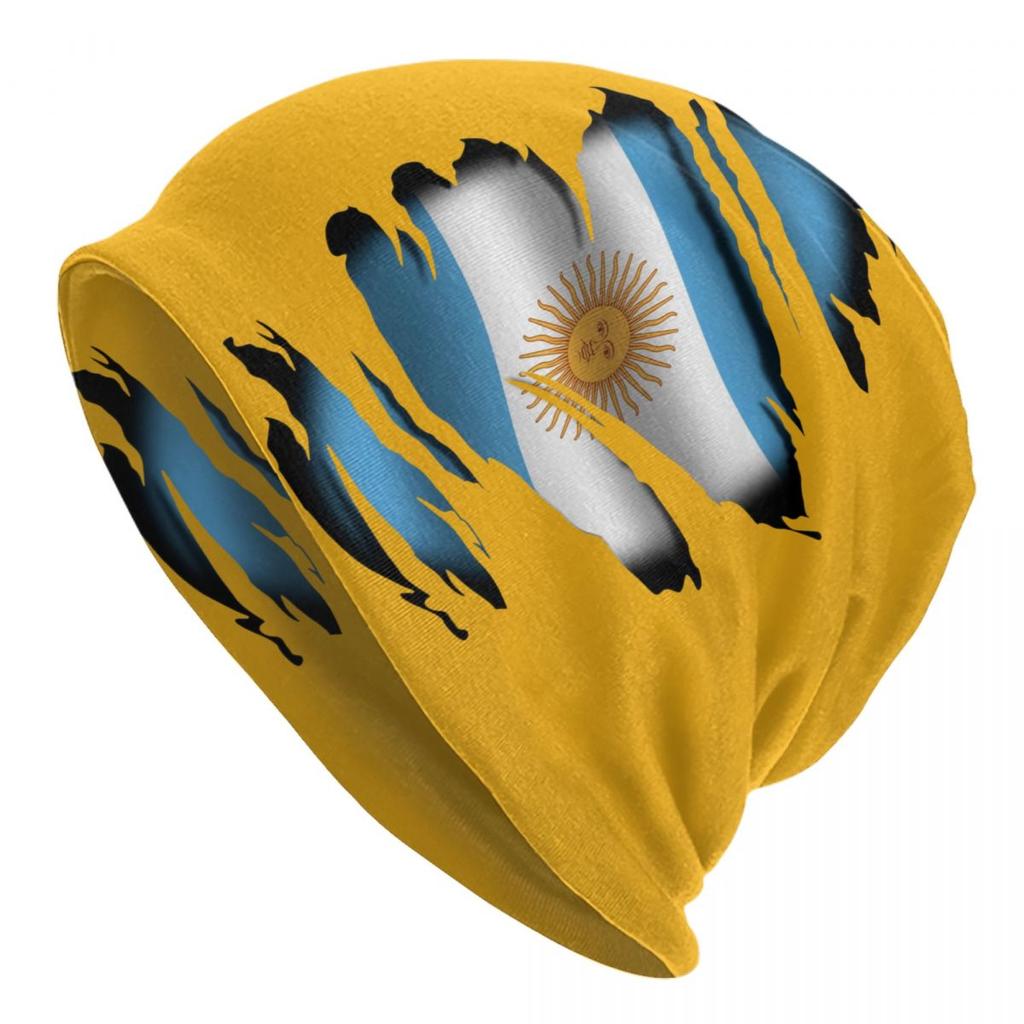 Argentinien zerrissene Flagge Tattoo Skullies Beanies Caps Streetwear Winter warme Strickmütze Unisex Erwachsene argentinische stolze Motorhaube Hüte