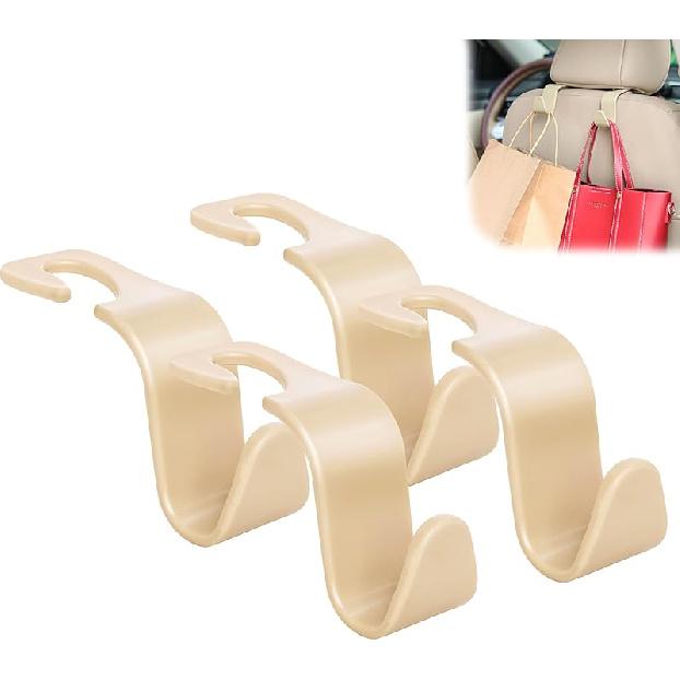 Amooca Car Seat Headrest Hook 4 Pack Hanger Storage Organizer Universal For Handbag Purse Coat Universal Fit Vehicle Car S Type Red