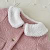 2025 New: Toddler French Chic Pink Wool Coat with White Fur Collar