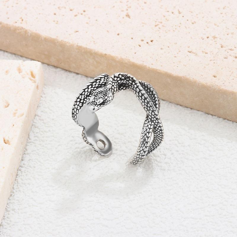 Unisex Retro Snake Ring - Personalized Fashion, National Trend, Open-ended Design, Punk Style, Spirit Snake Index Finger Ring