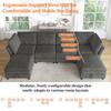 Modular U-/L-Shaped Corner Sofa, Combinable 6-Seater with Storage Stool, Cloud Design, Chenille Fabric, for Living Room, Apartment and Bedroom, Grey.