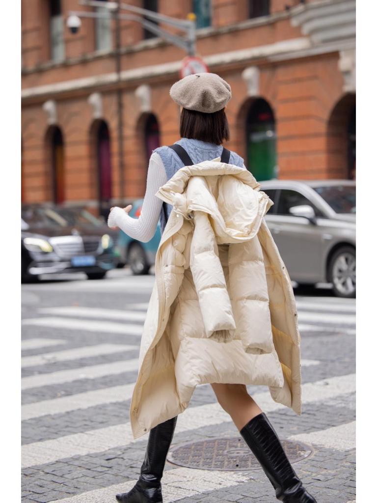 Women's 2024 Winter Hooded Slim Goose Down Coat