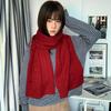 Luochi Wool Blend Embroidered Cable Knit Scarf: Retro Autumn/Winter Style Neck Gaiter for Women & Men