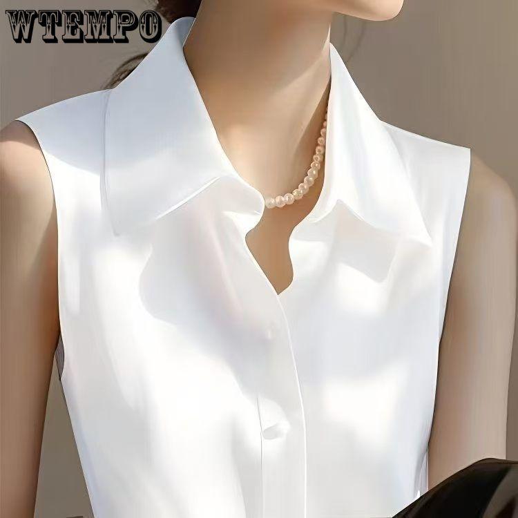 Satin Sleeveless Vest Shirt for Women Spring and Summer Casual Temperament Base Shirt