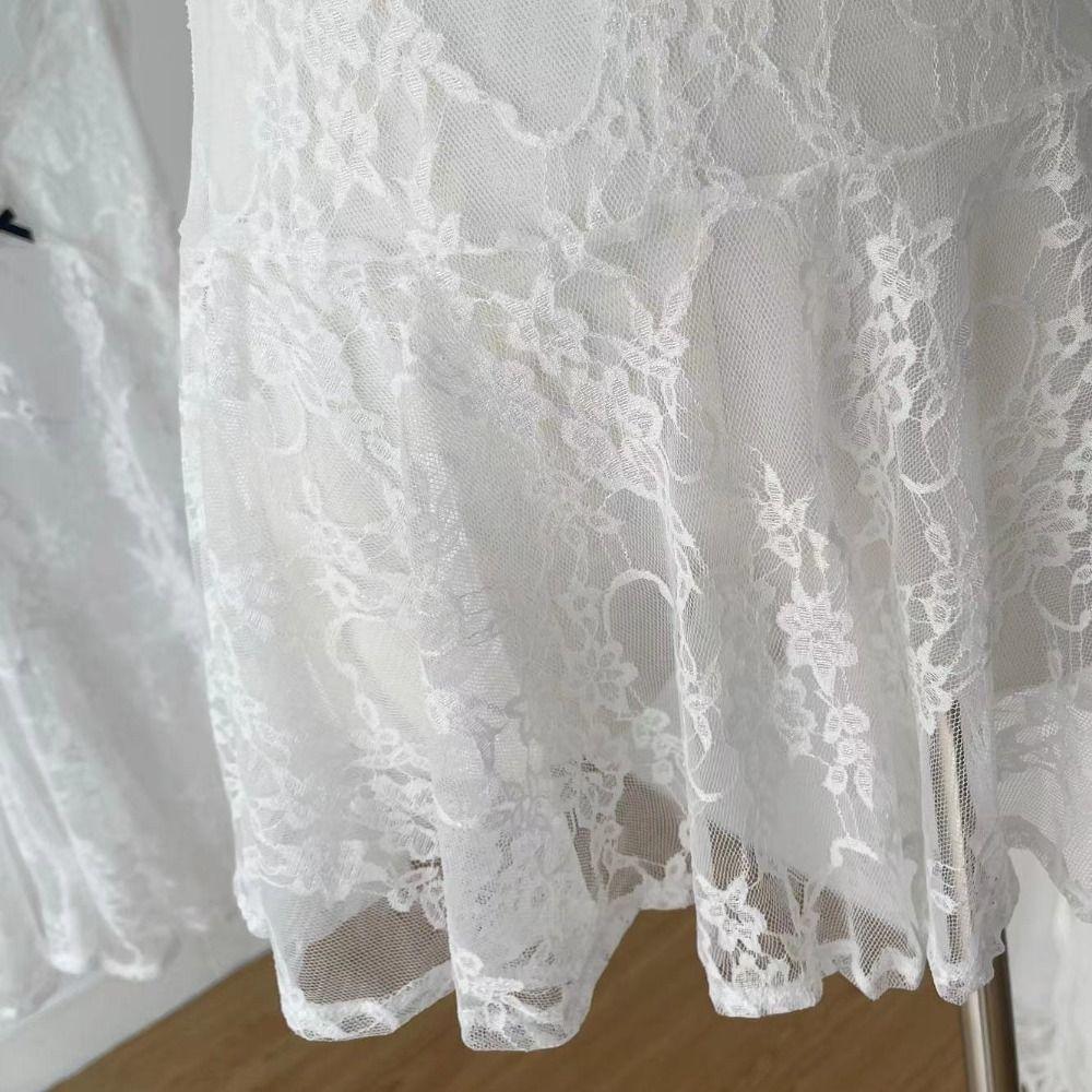 Polyester Lace-up Short Skirts V-neck Beachwear New Hollow Out Camisole  Women