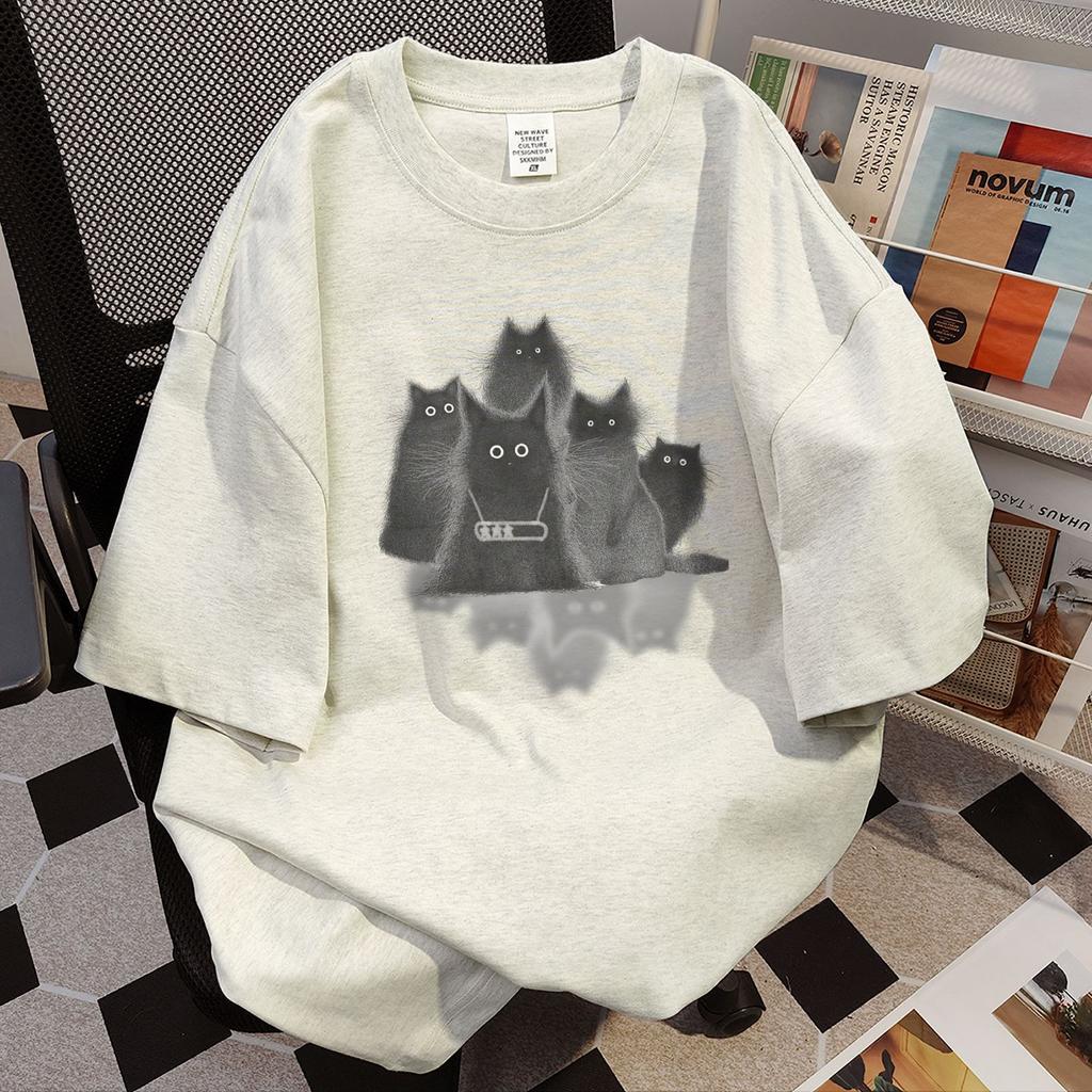 Printed Short-sleeved T-shirt Women Casual Versatile Cartoon Cute Top Style Slim Trendy