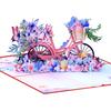 Creative Flower Butterfly Bicycles Popup Greeting Card 3D Handmade Paper Surprise Card for Birthdays and Weddings