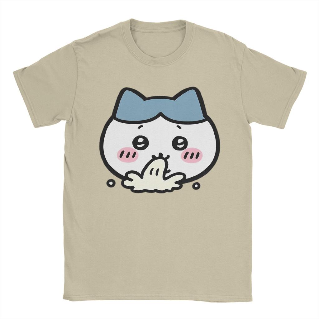 Chiikawas Hachiware T Shirt Men Pure Cotton Awesome TShirt Crewneck  Tee Shirt Short Sleeve Tops Unique