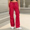 Women's Sports Pants Casual Loose Solid Color High Waisted Pocket Pants