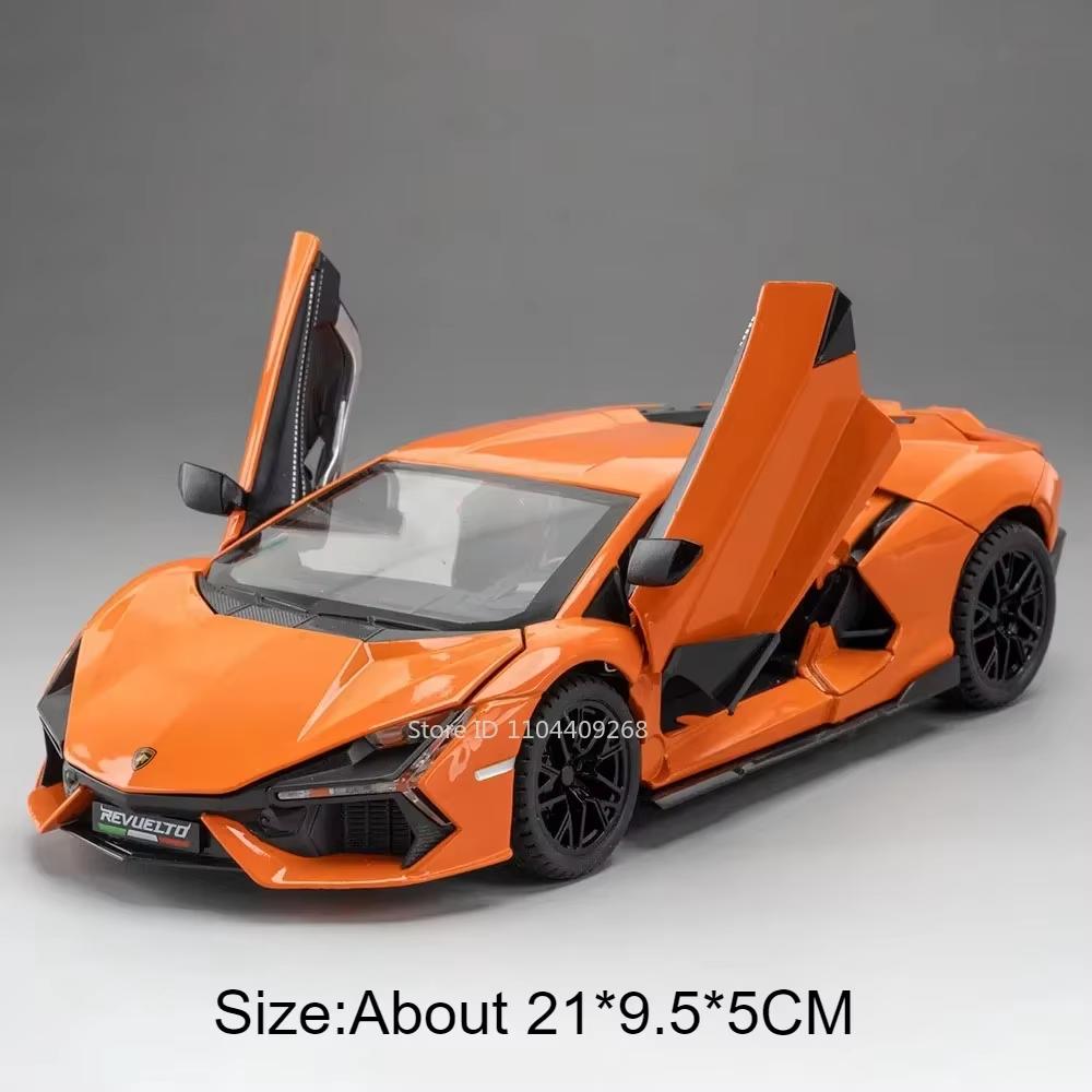 

1:24 Scale URUS Revuelto Sports Car Toy Model Alloy Diecast Music Light Supercar Doors Opened Vehicle Models Collection Cars