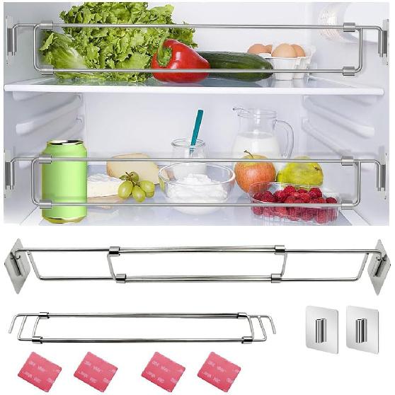 

2 Pack Secure Adjustable RV Fridge Bars 12.5-22.3 Inches Refrigerator Small Tension Rods, Prevents Spills&Mess During Travel for Essential