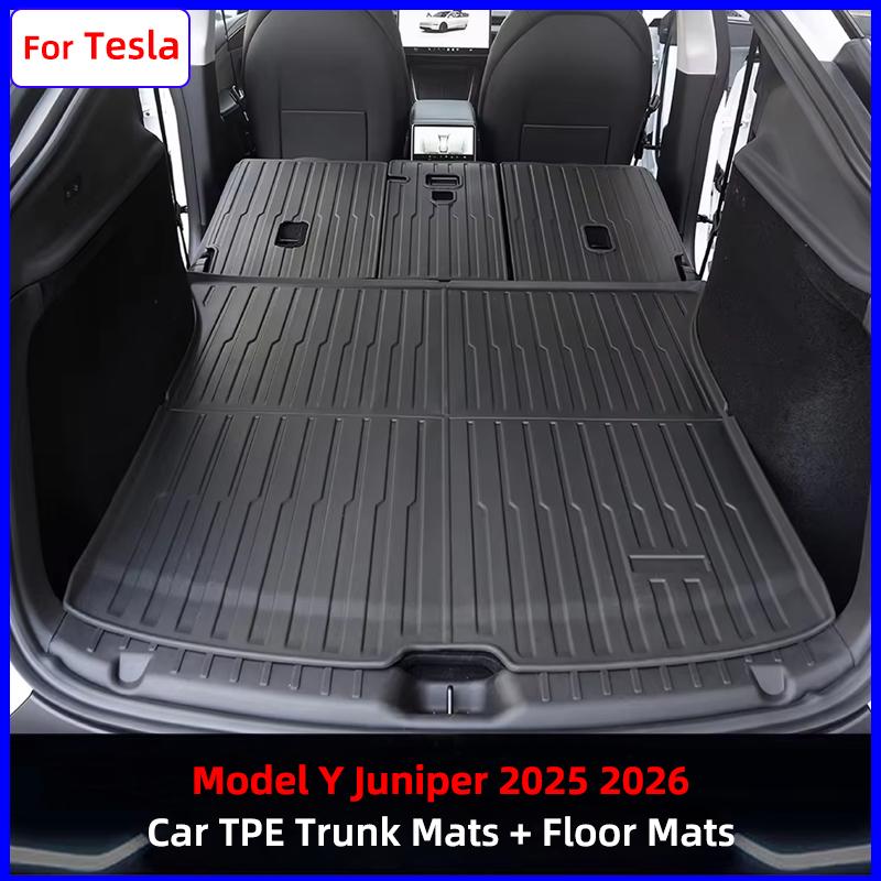For Tesla Model Y Juniper Floor Mats All Weather Non-Slip Trunk Mats & Cargo Liners for Tesla 2025 2026 Car Interior Accessories