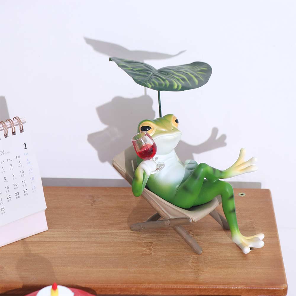 Cartoon Vacation Frog Ornament Cute Miniatures Figurine Crafts Animal Sculpture  Courtyard