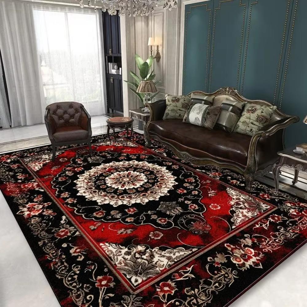 

Elegant Black Printed Area Rug Living Room Floor Carpet Bedroom Sofa Mat Kitchen Dining Table Cover European Luxury Welcome Mat 40x60cm